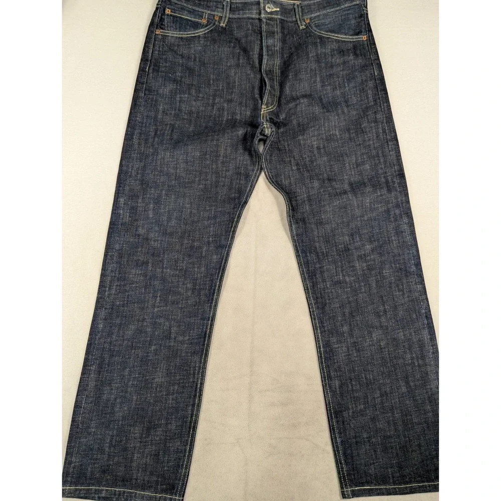 Levi's 501 Button Fly Classic Straight Leg Mens Jeans Dark Blue Size 38‎